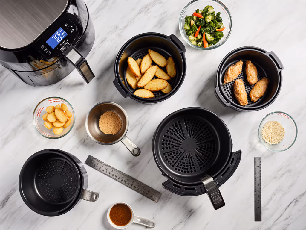 air_fryer_capacity_testing_setup_with_measuring_tools_and_food_samples